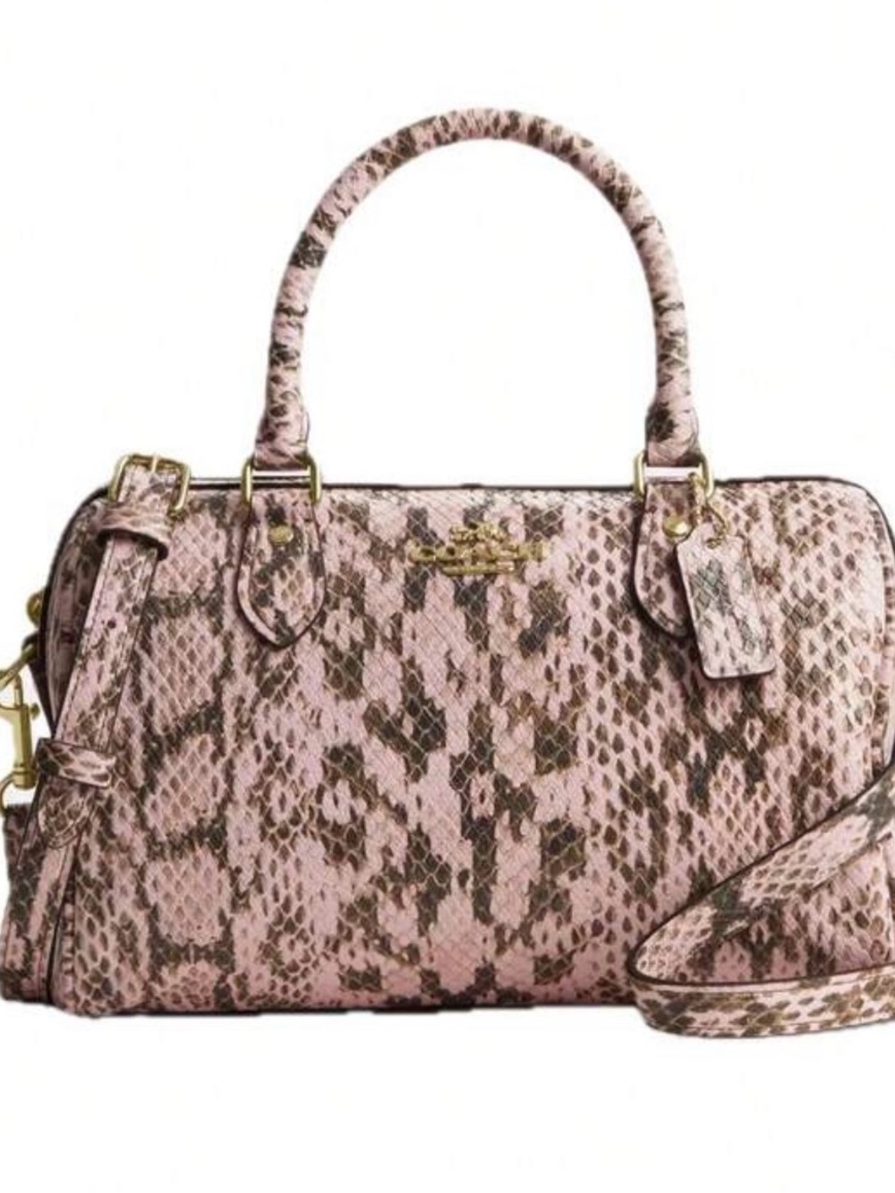 NWT Coach Rowan Satchel Bag Pink Exotic Snakeskin Embossed Leather CDW49